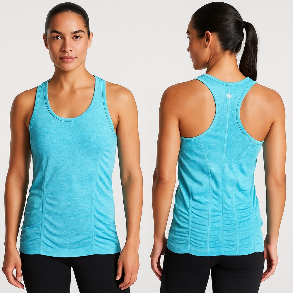 Athleta Blue Fitted Ruched Sleeveless Tank Top